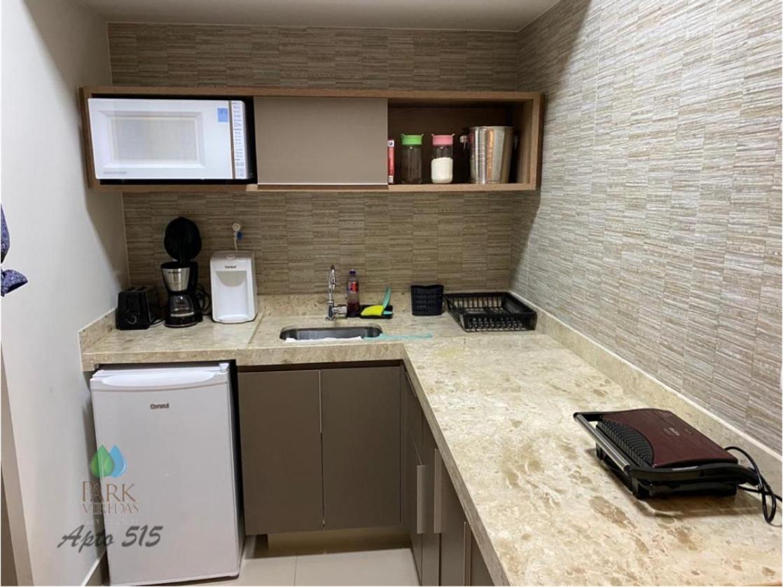 Flat Park Veredas com Vista Piscina Frigobar e Fogão Rio Quente Exterior foto