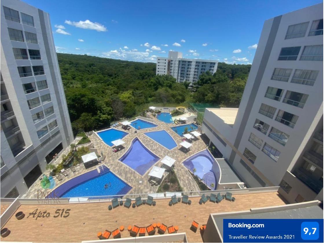Flat Park Veredas com Vista Piscina Frigobar e Fogão Rio Quente Exterior foto
